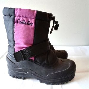 Cabela's Youth Snow Boots 3 Black Purple Removable Wool Sock